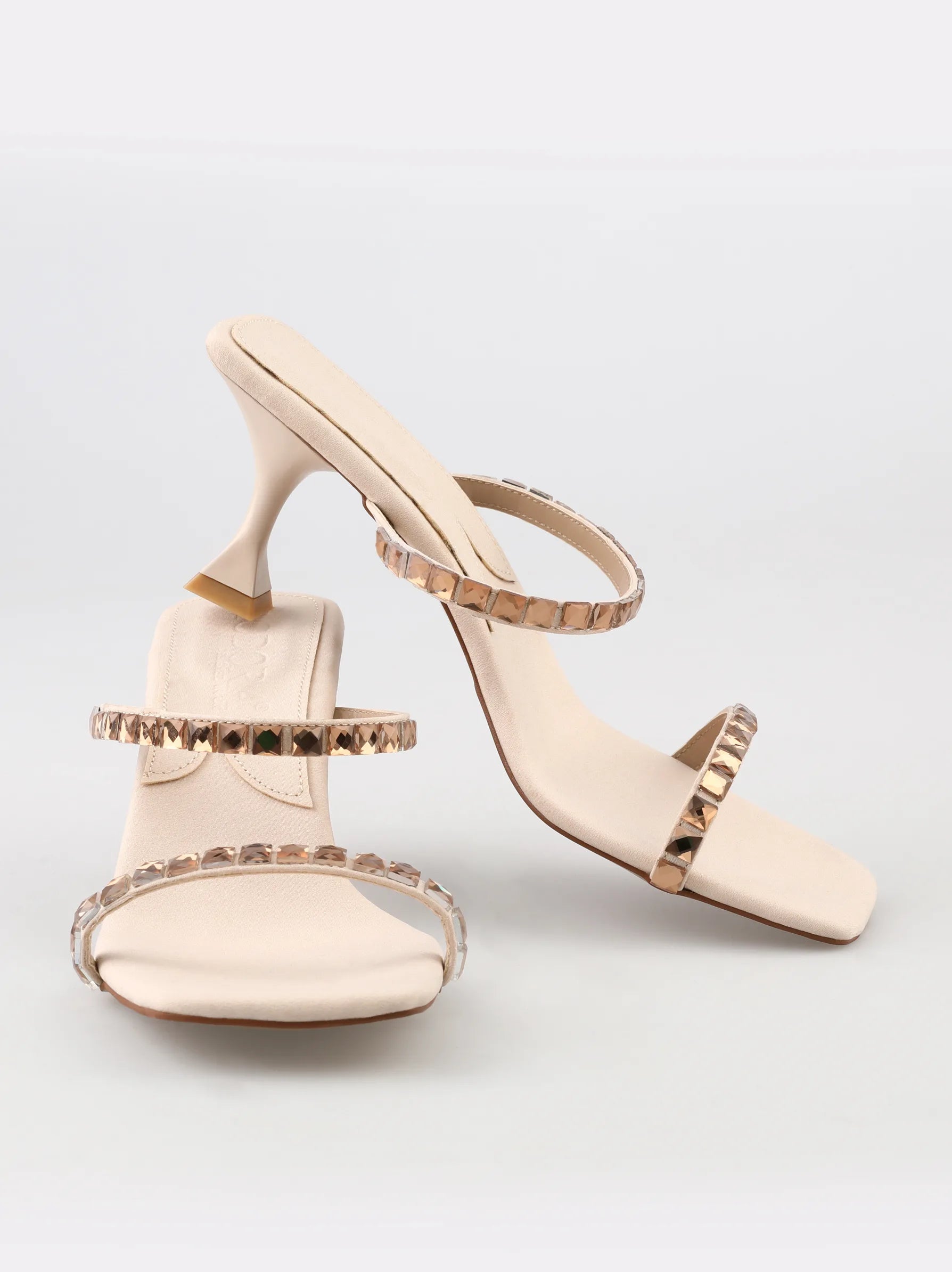 Cream heeled sales mules