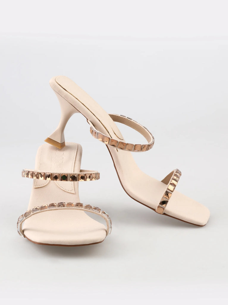 cream embellished mule