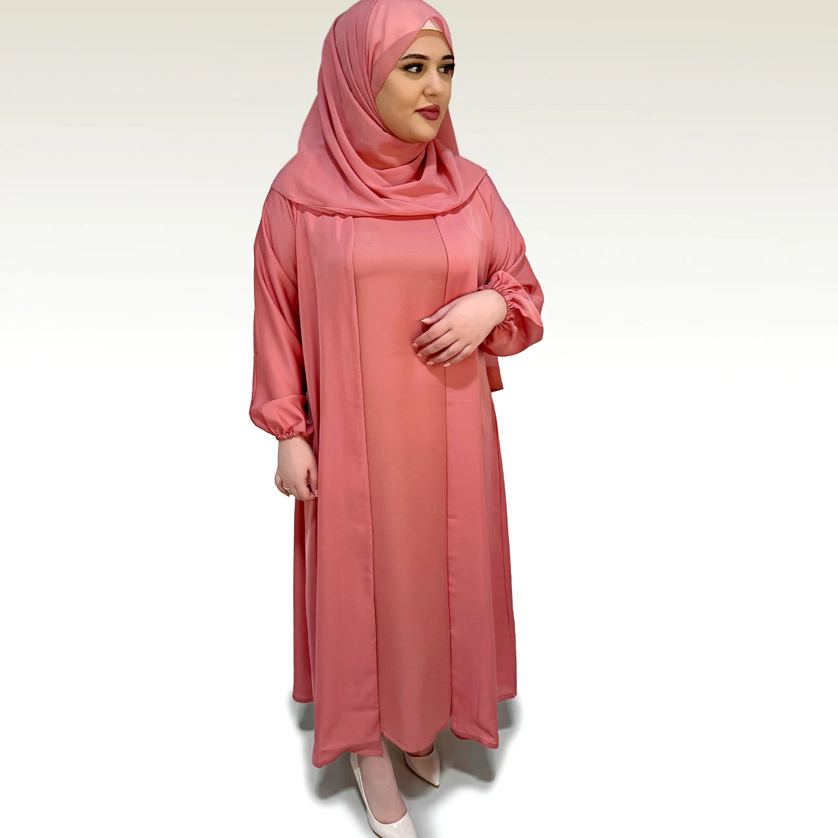 Pink Black Open Abaya main image 0