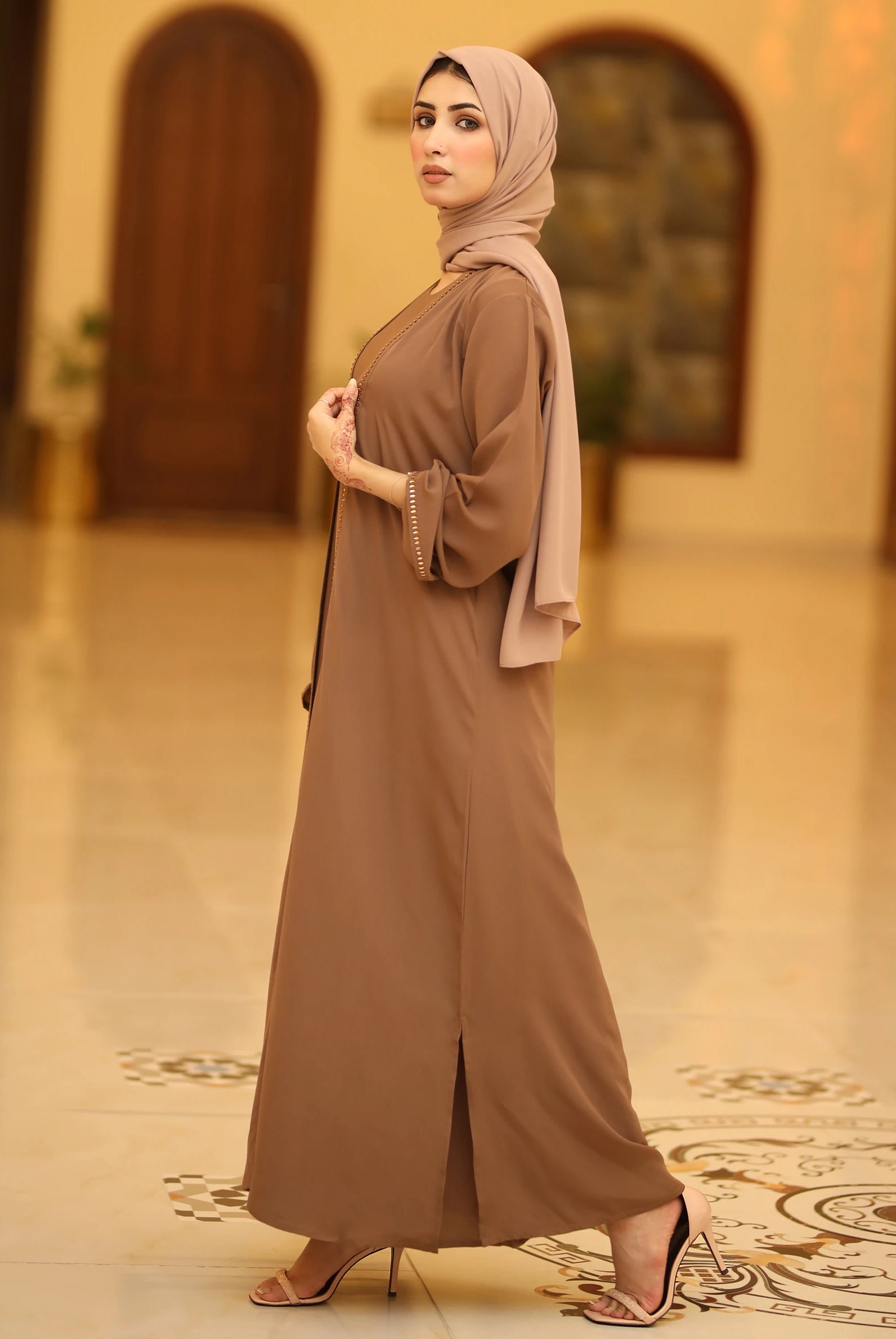 embellished open abaya