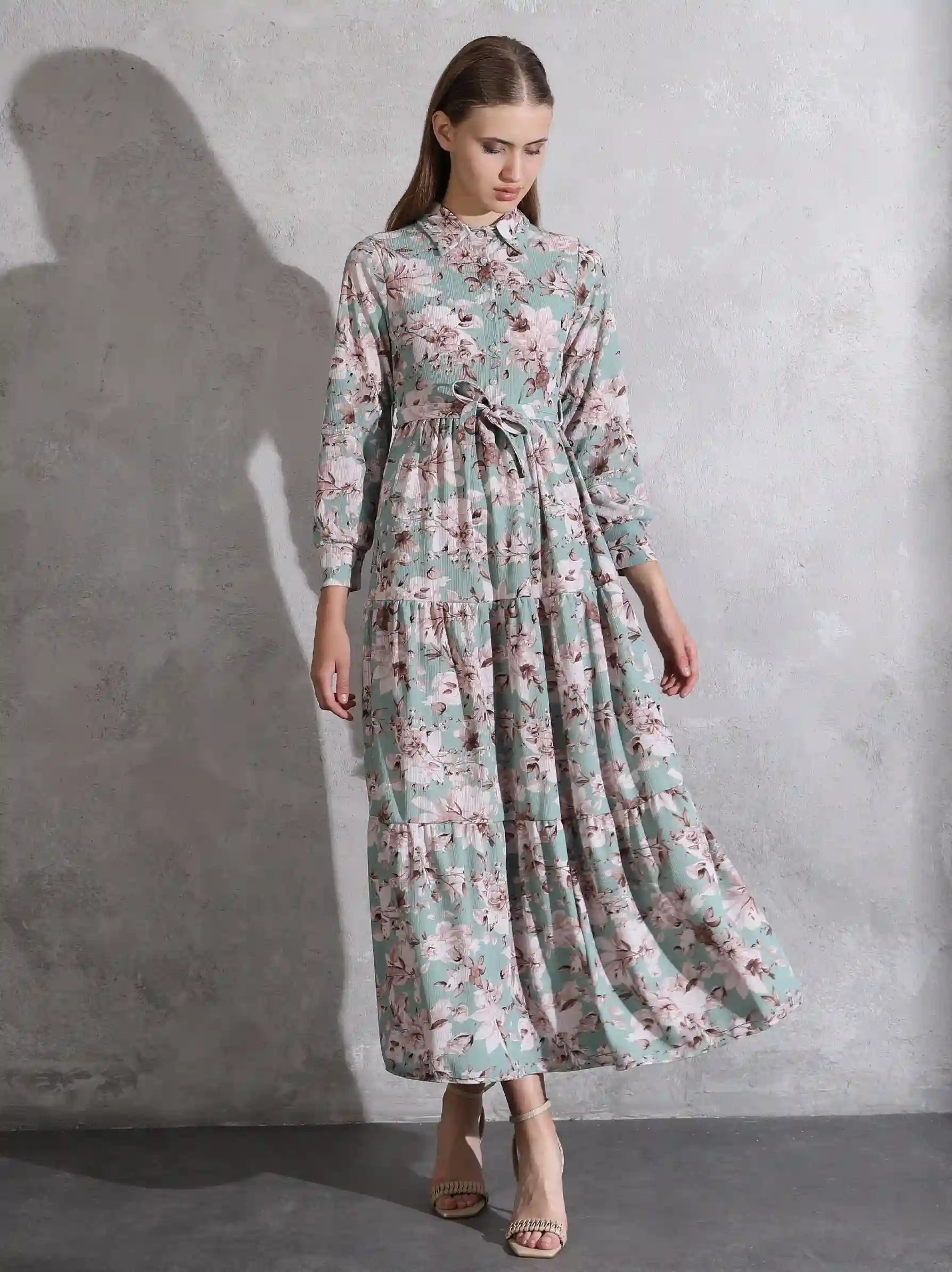 Long sleeve sales long floral dress