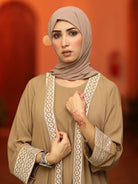 front open beige abaya