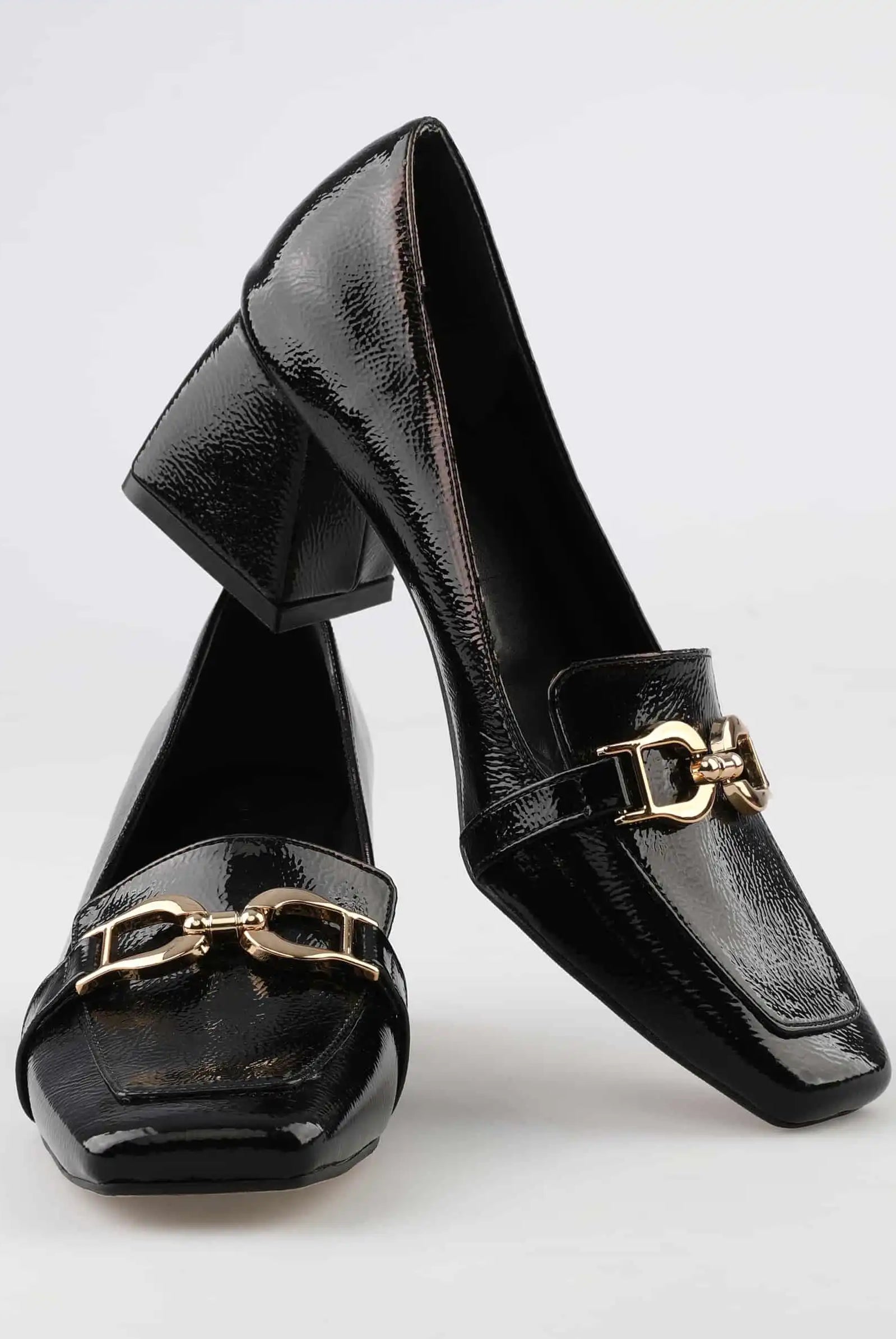 black block heel shoes