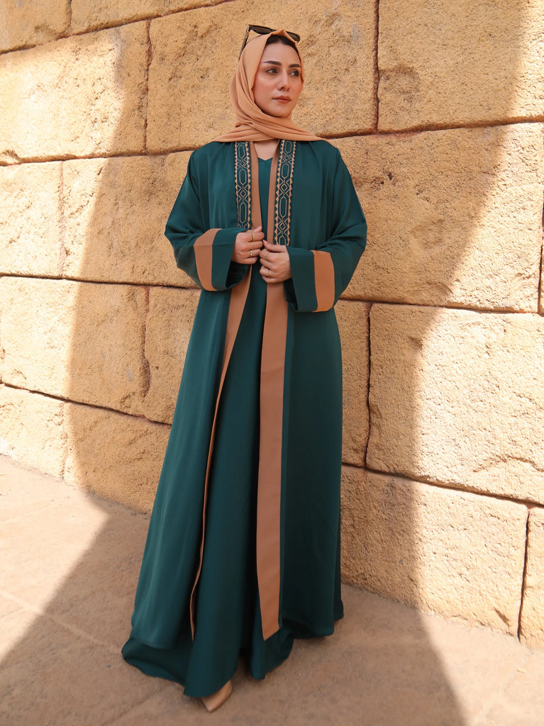 embroidery dark green abaya