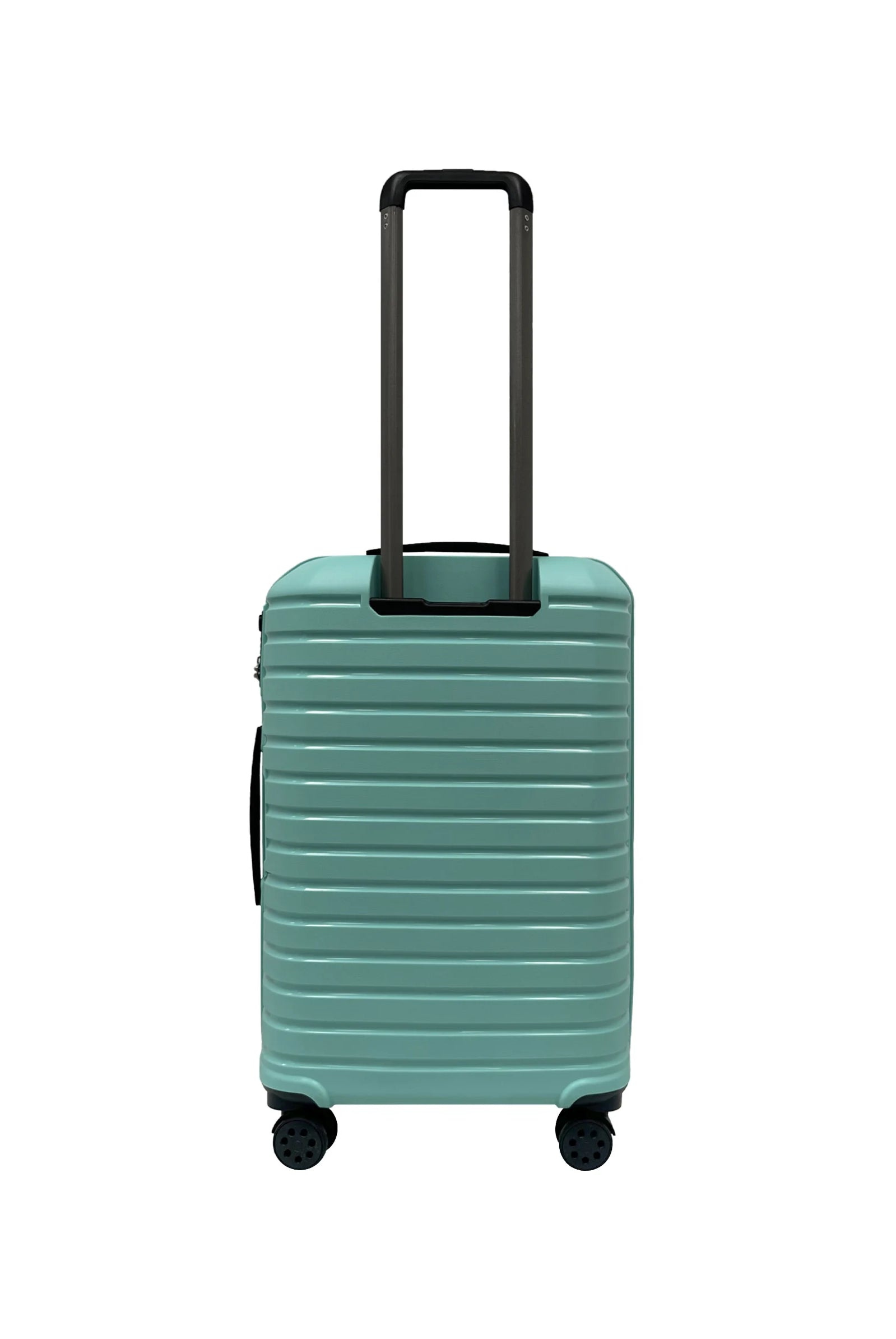 Medium size hard shell green suitcase