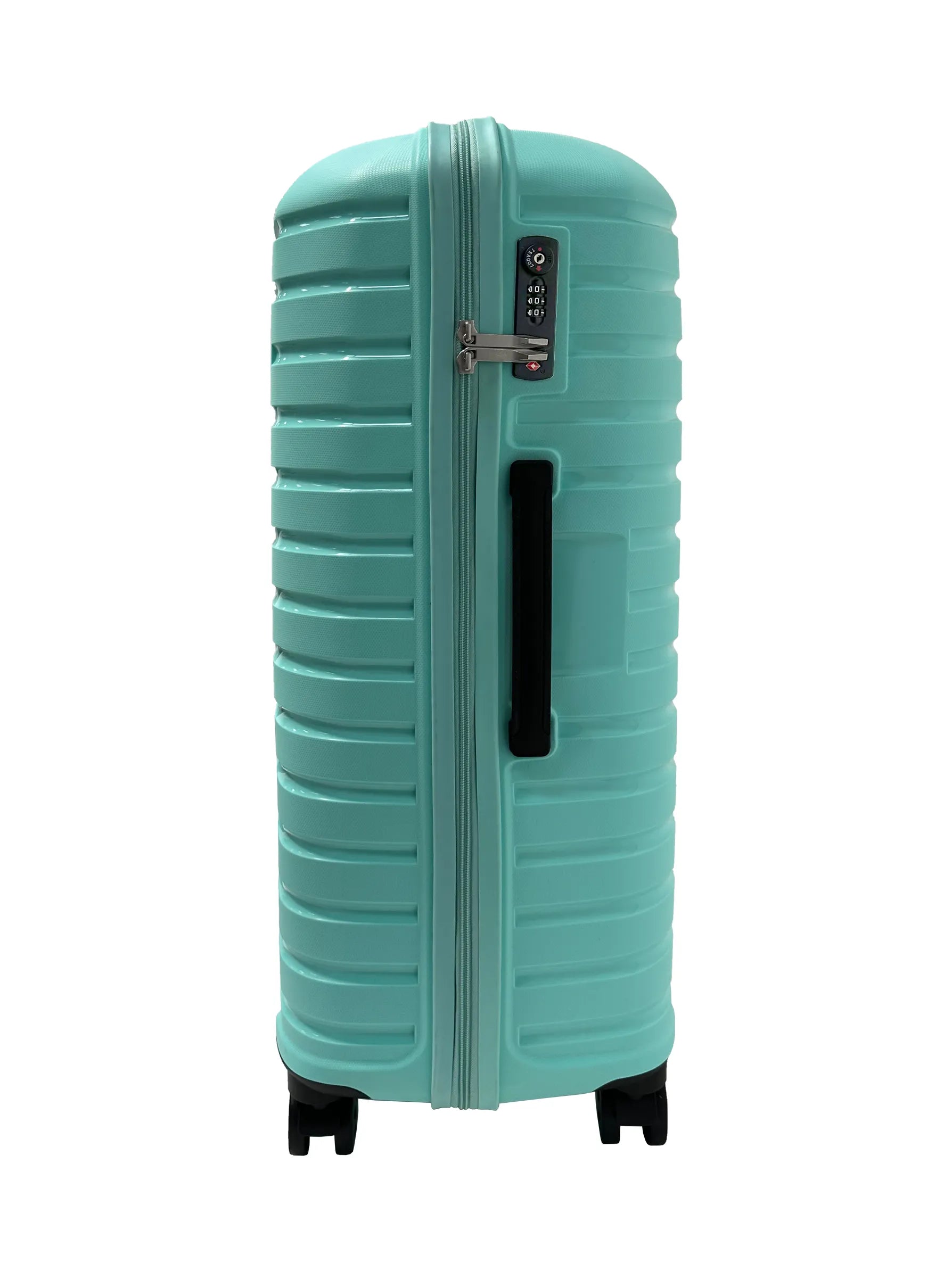Large green hard shell suitcase
