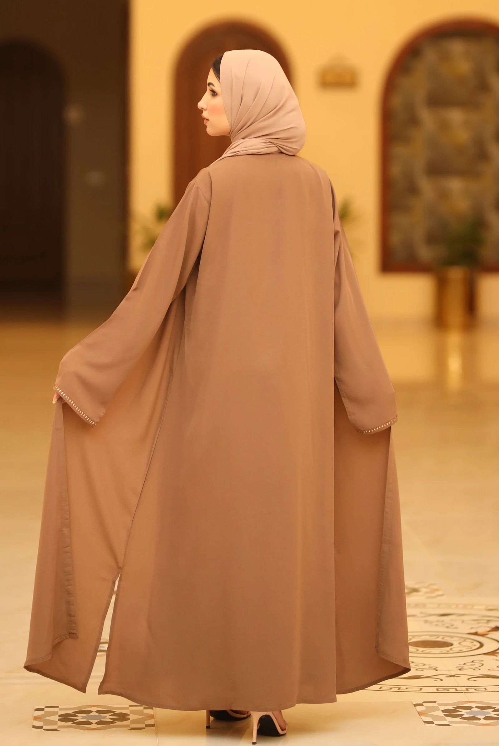 brown open abaya