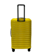 Large yellow suitcase with wheels