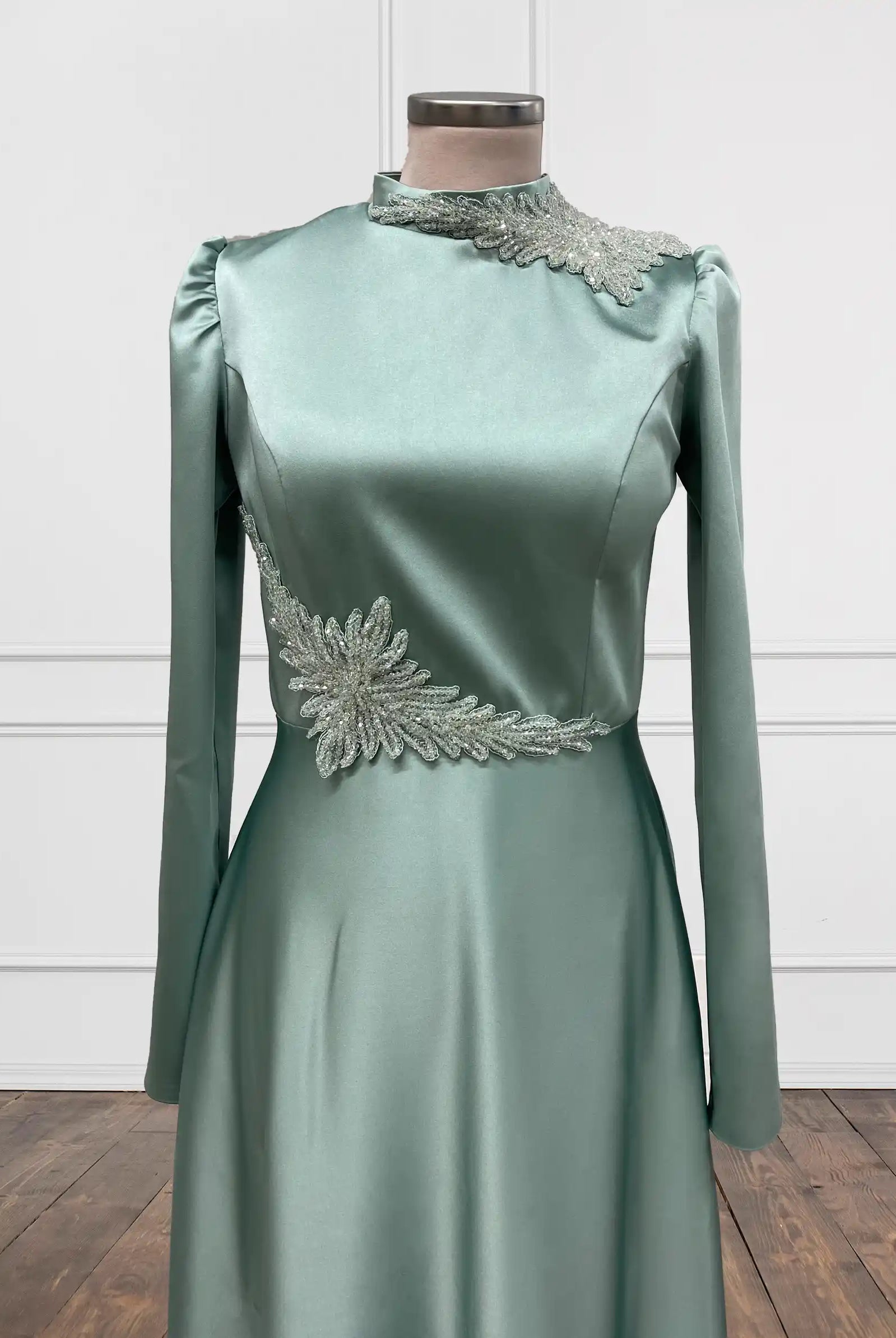muslim evening dresses uk Gorgeous Long Sleeves Scoop Crystal Tulle Muslim Prom Dress ballbellauk