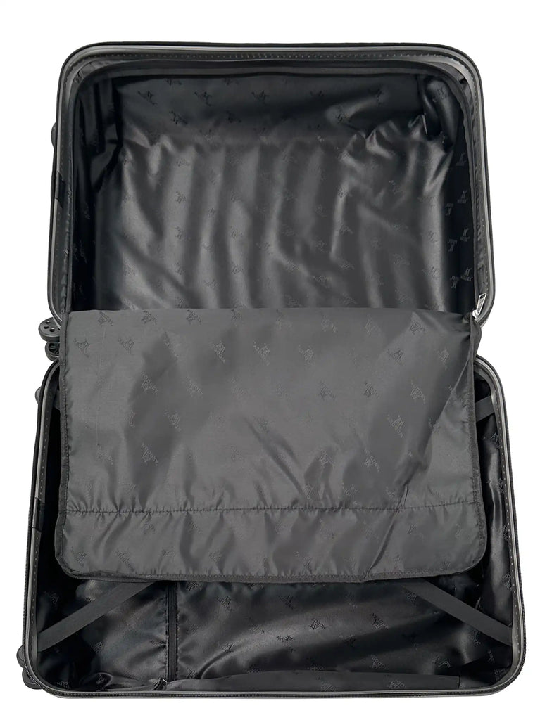 vague dark grey suitcase