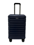 navy suitcase with wheels