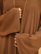 brown open abaya dress