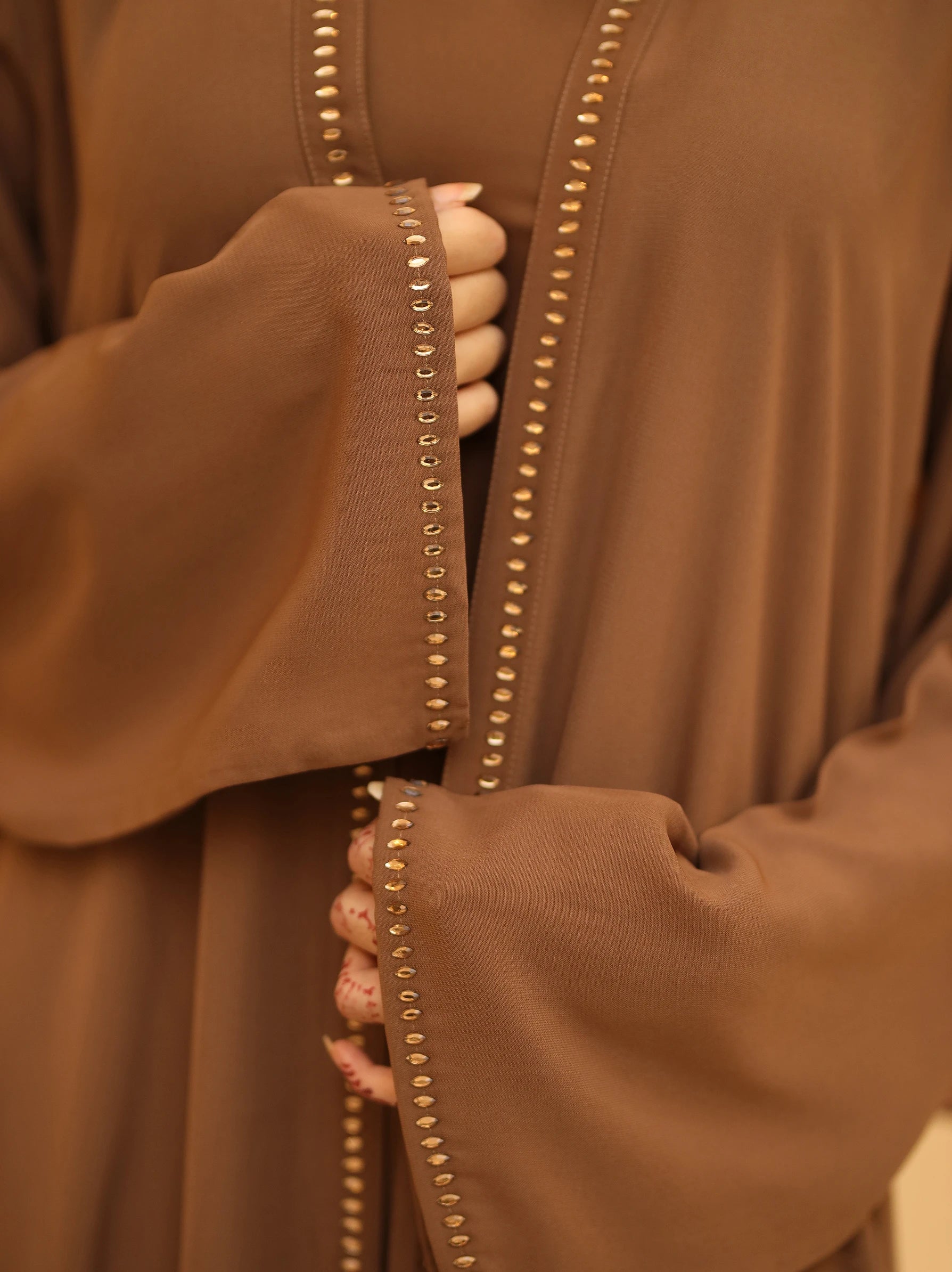 brown open abaya dress
