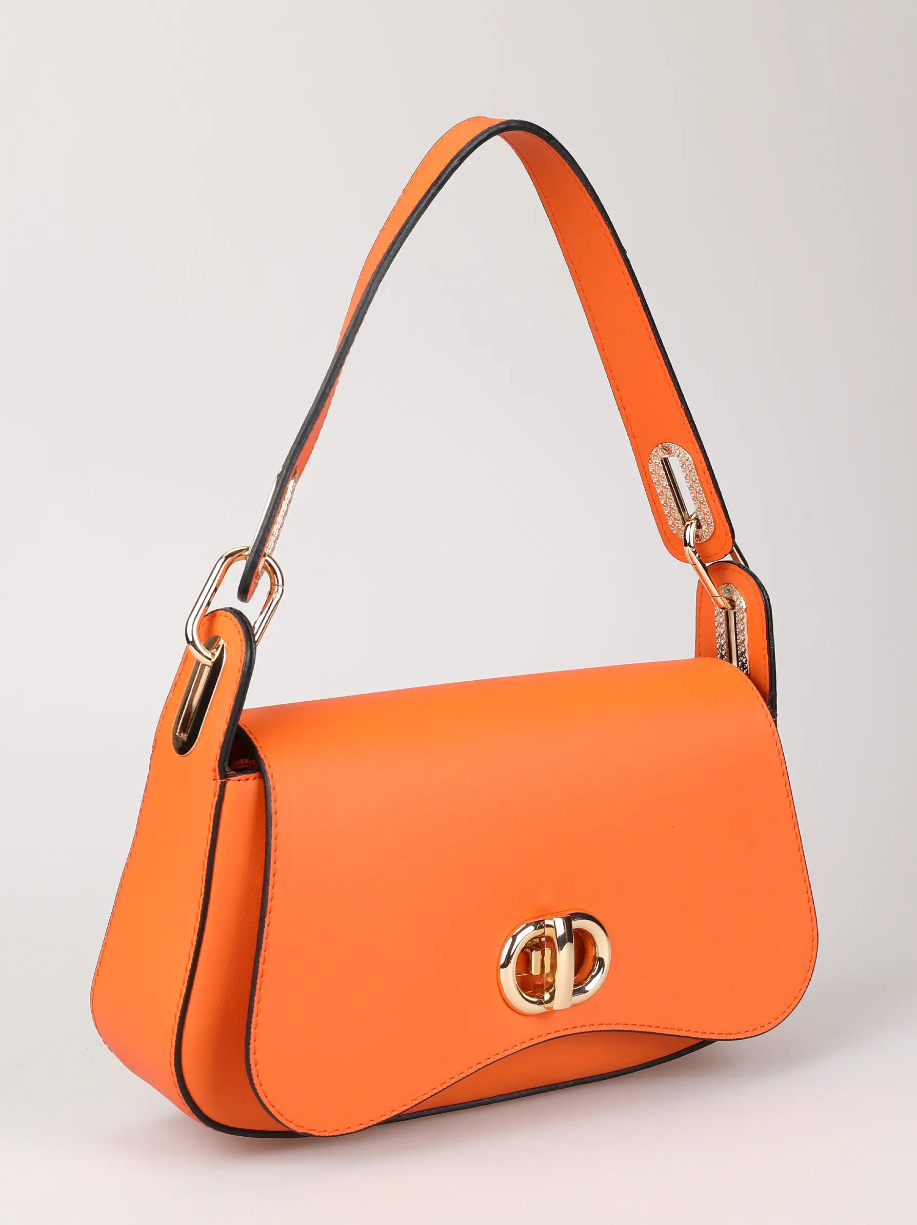 Orange Shoulder Baguette Bag