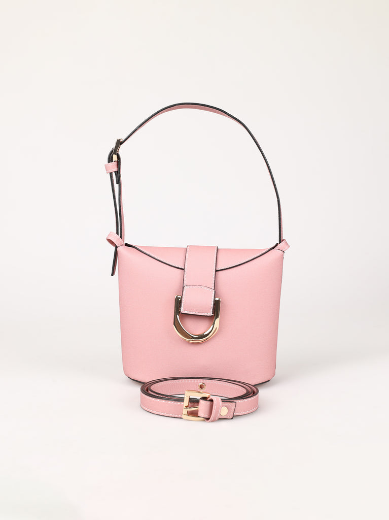 buckle detail pink shoulder bag