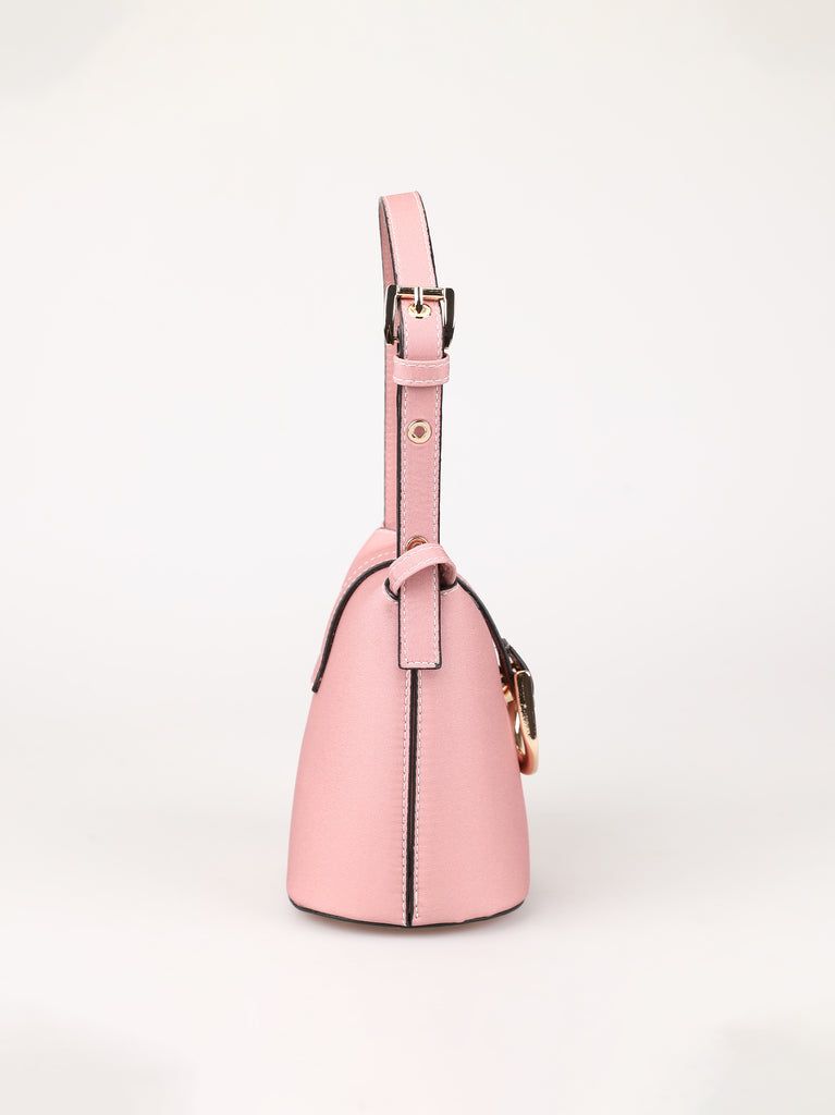 buckle detail shoulder bag in pink