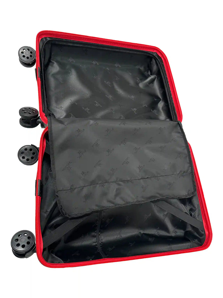 Red carry on cabin suitcase