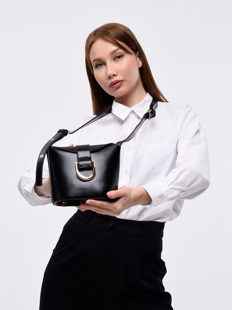 black buckle shoulder bag uk