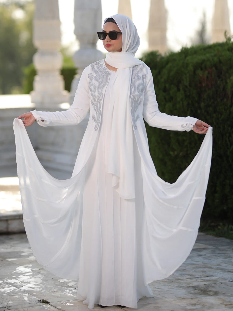 embroidery white abaya