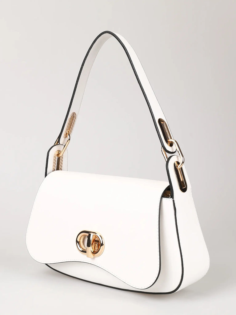 white baguette shoulder bag