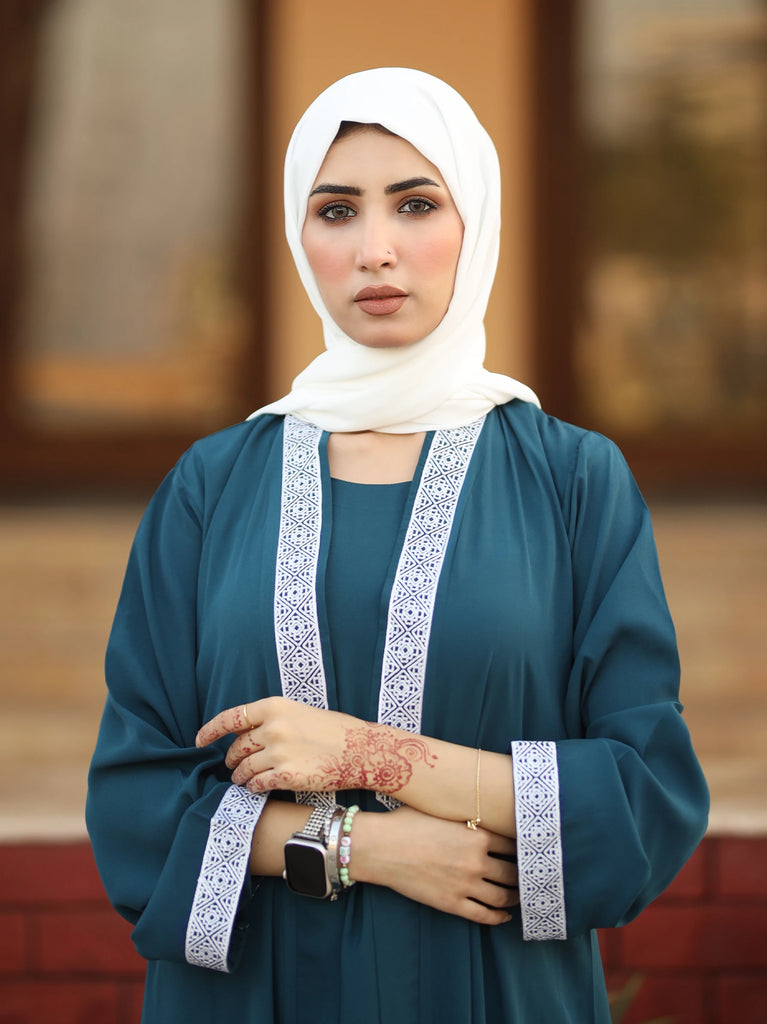 open abaya in blue