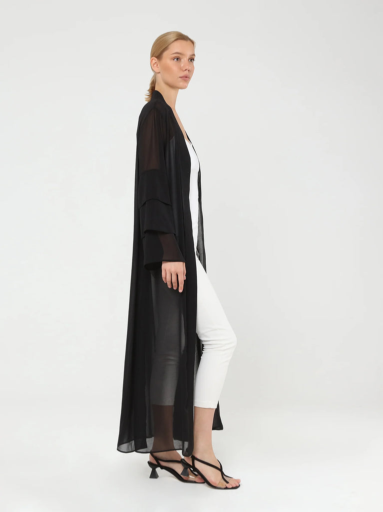 buy long black sheer kimono for women uk