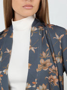 Navy Rust Floral Pattern Kimono