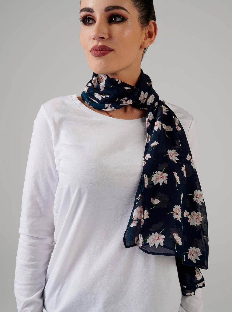floral chiffon scarf