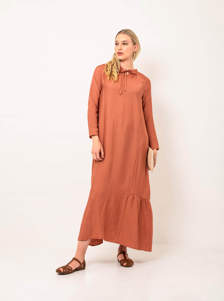 Terracotta Orange Oversize Full Length Dress