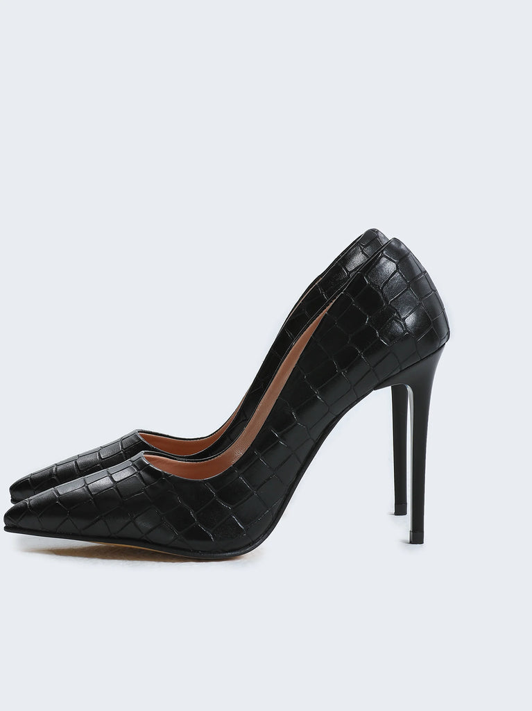 black stiletto heels
