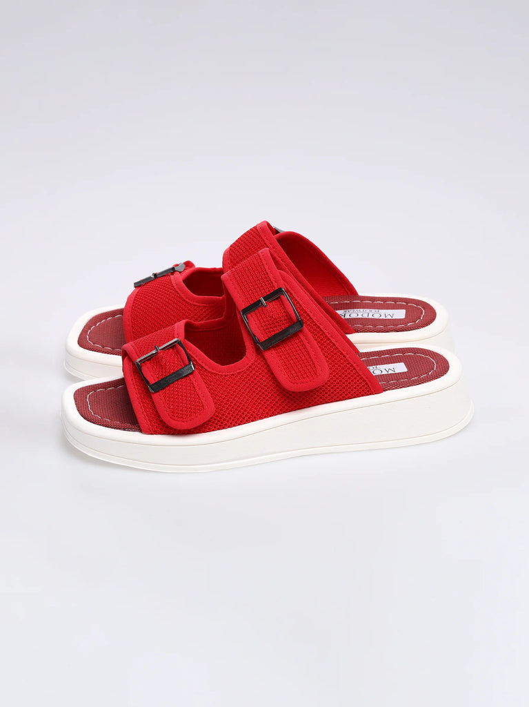 buy women's footwear flat red sandals	