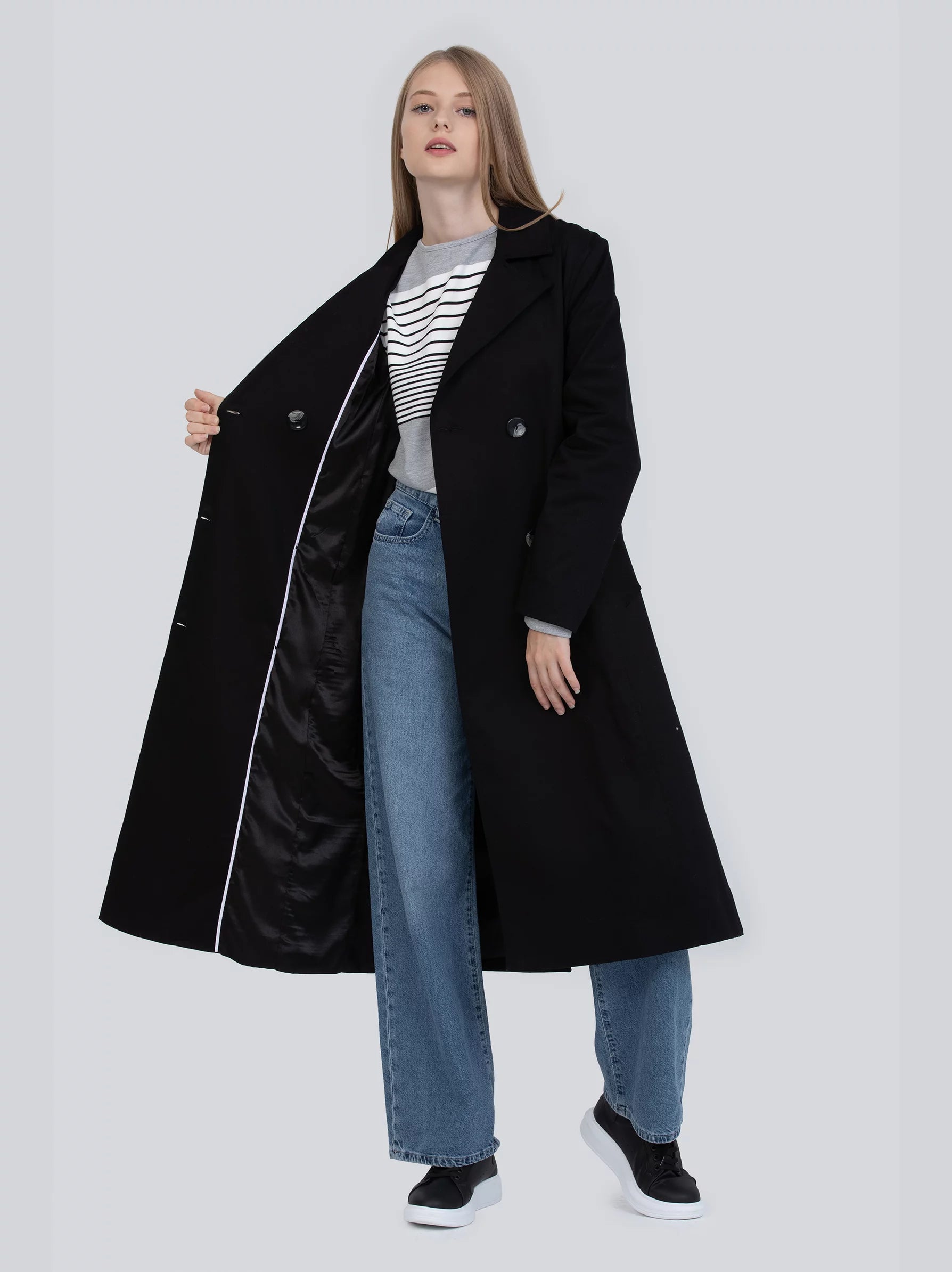 Buy Black Belted Trench Coat UK Women Belted Trench Coat Modora UK