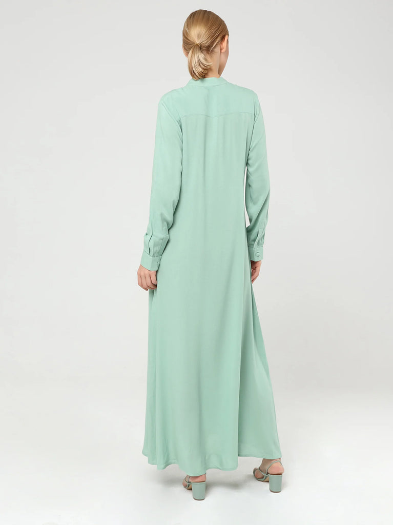 long sleeve green maxi dress