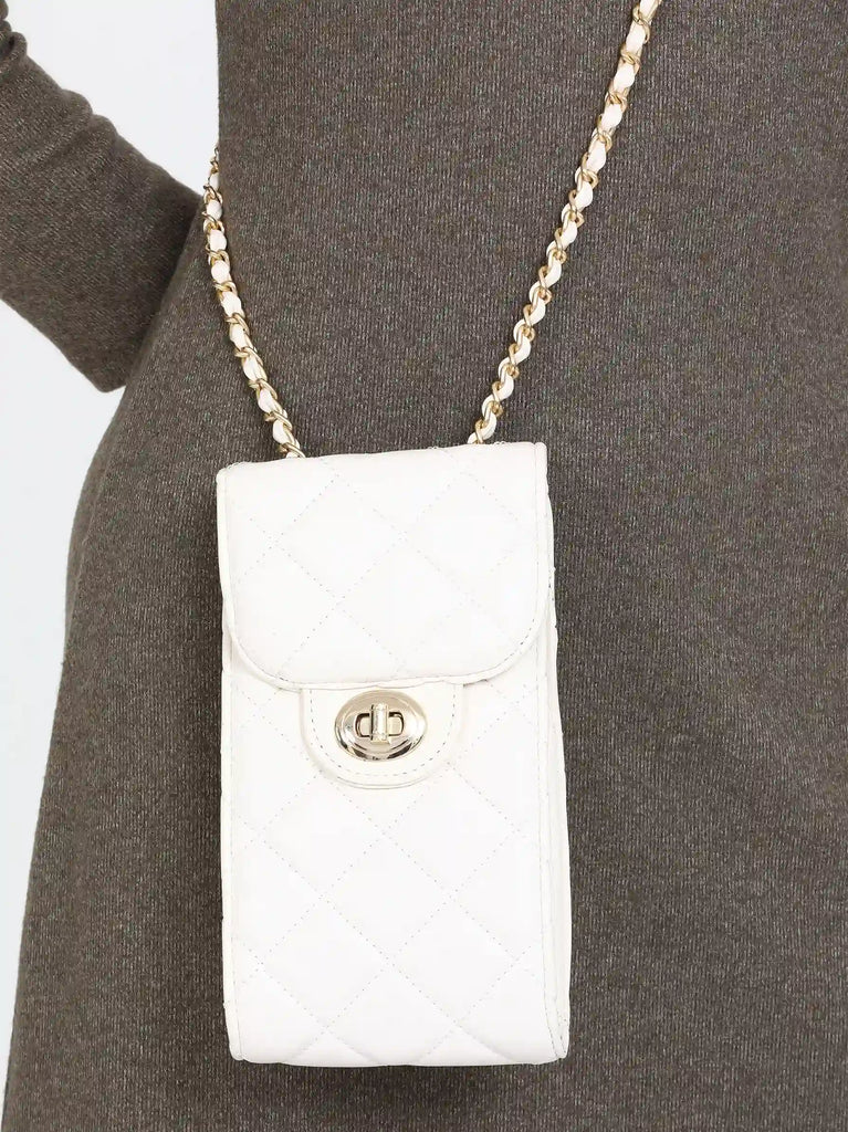 white crossbody phone bag