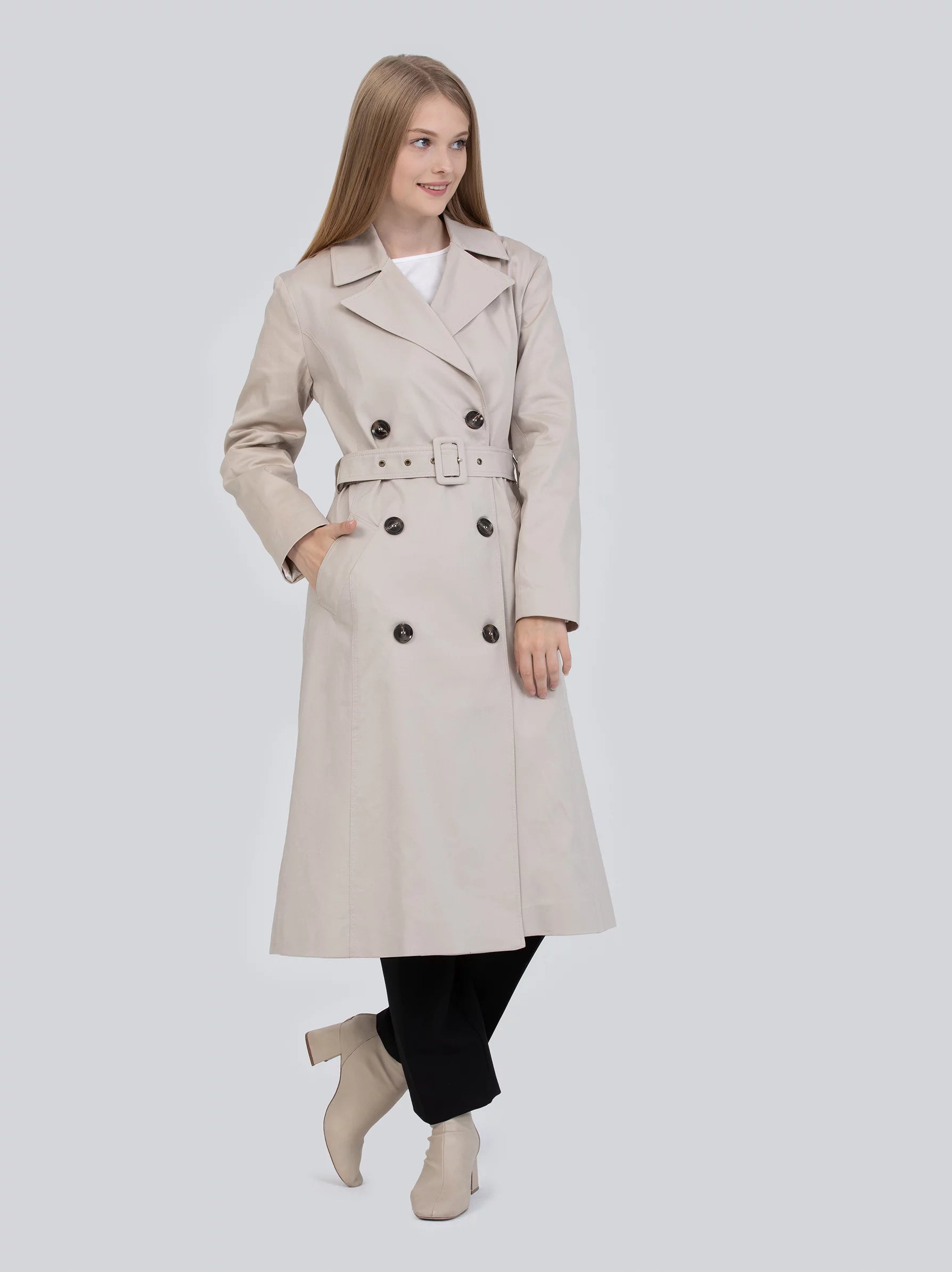 Long beige 2025 trench coat