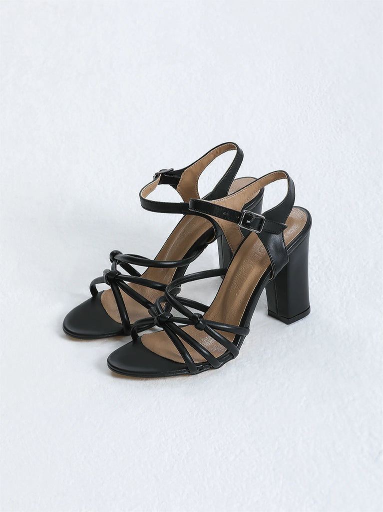 black block high heel sandals