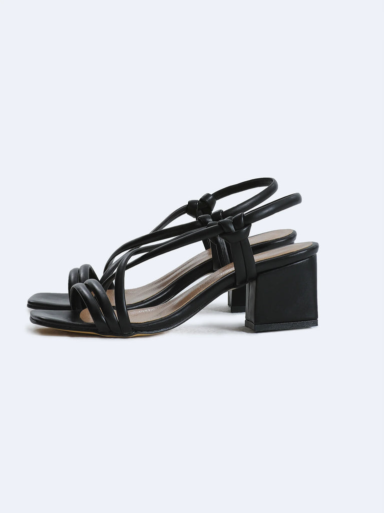 black low block sandals
