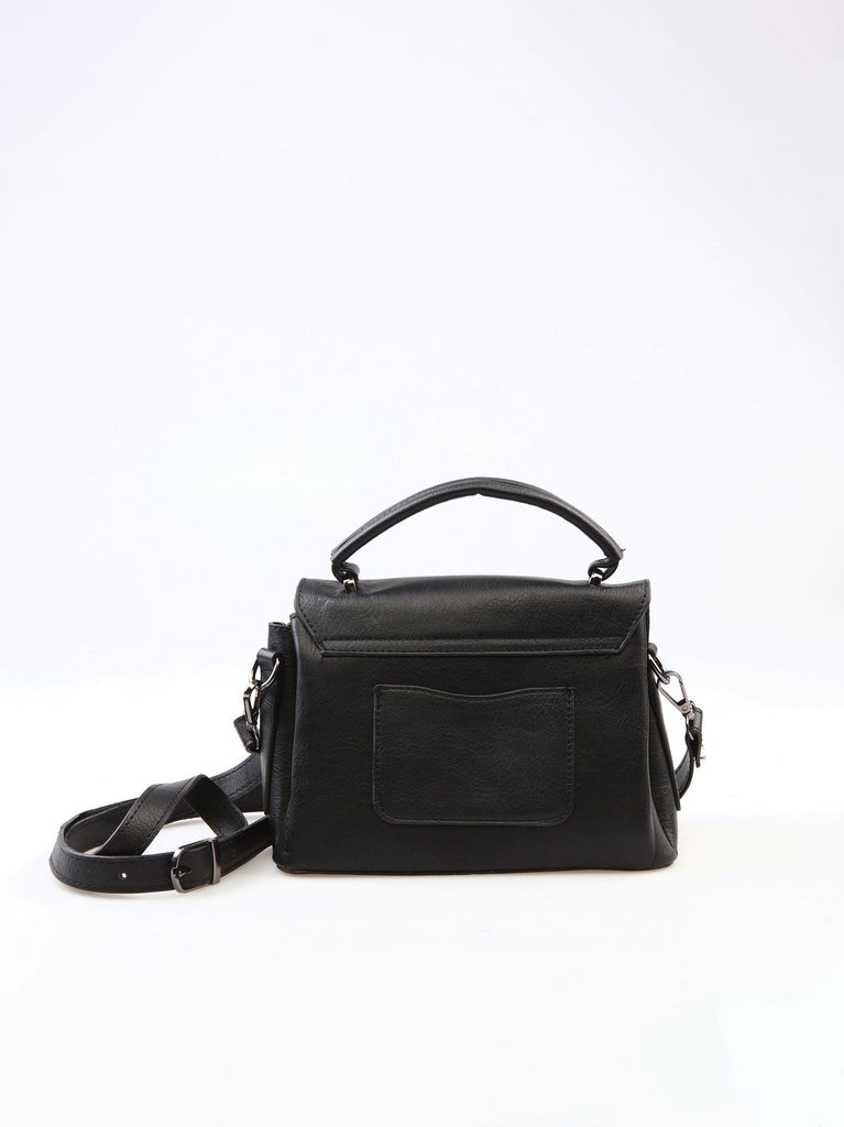black structured crossbody bag