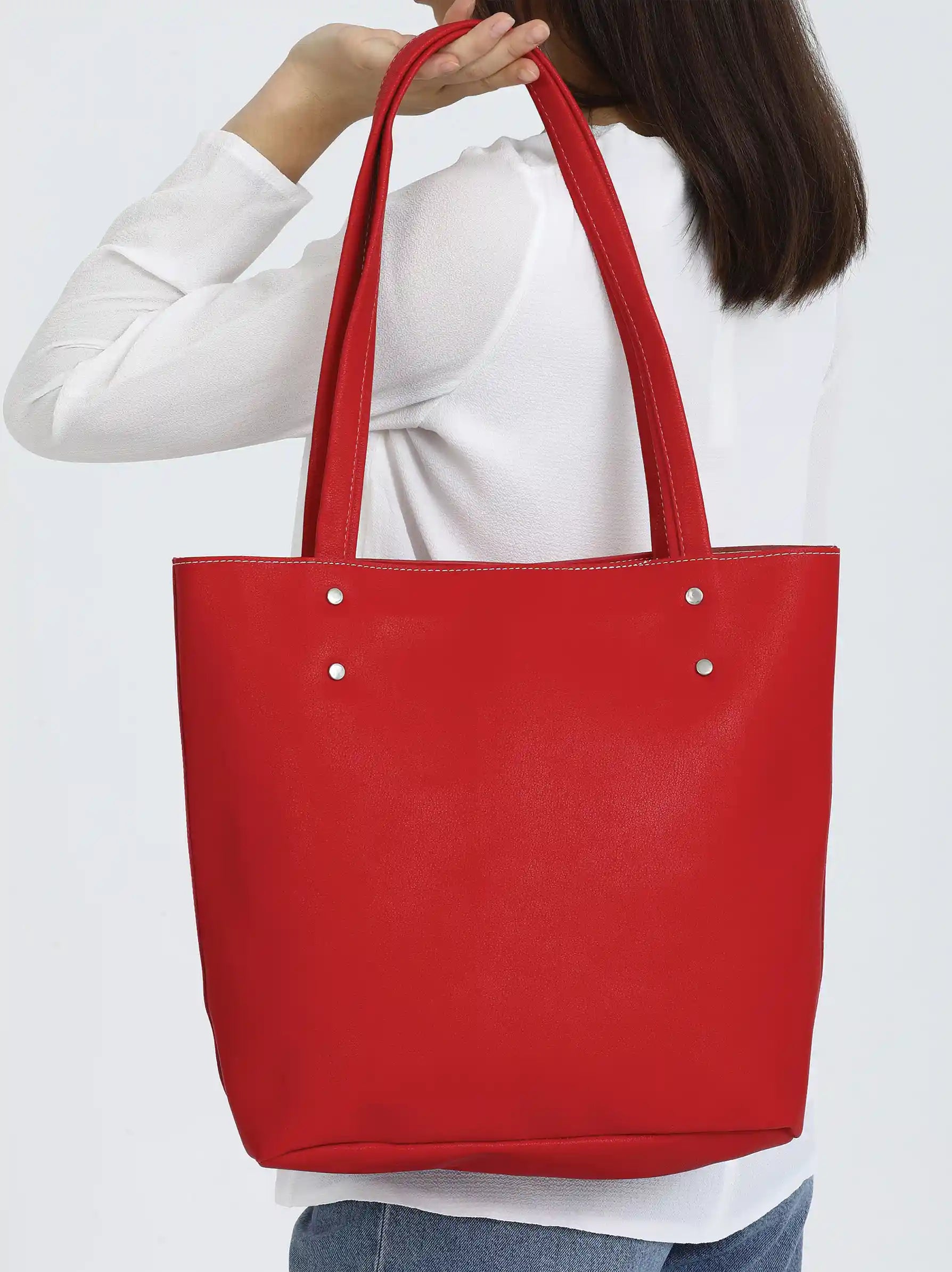 Red shop tote bag