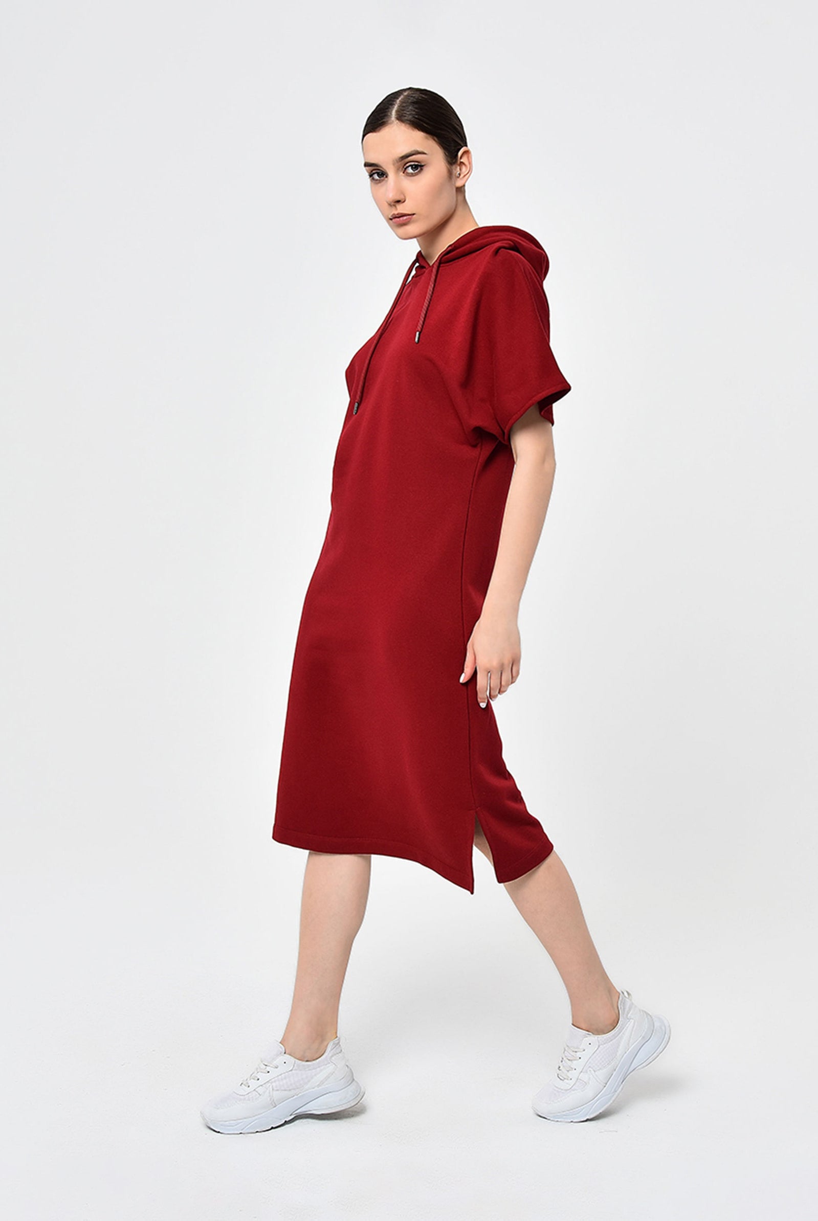 burgundy short sleeve dress