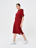 burgundy short sleeve dress