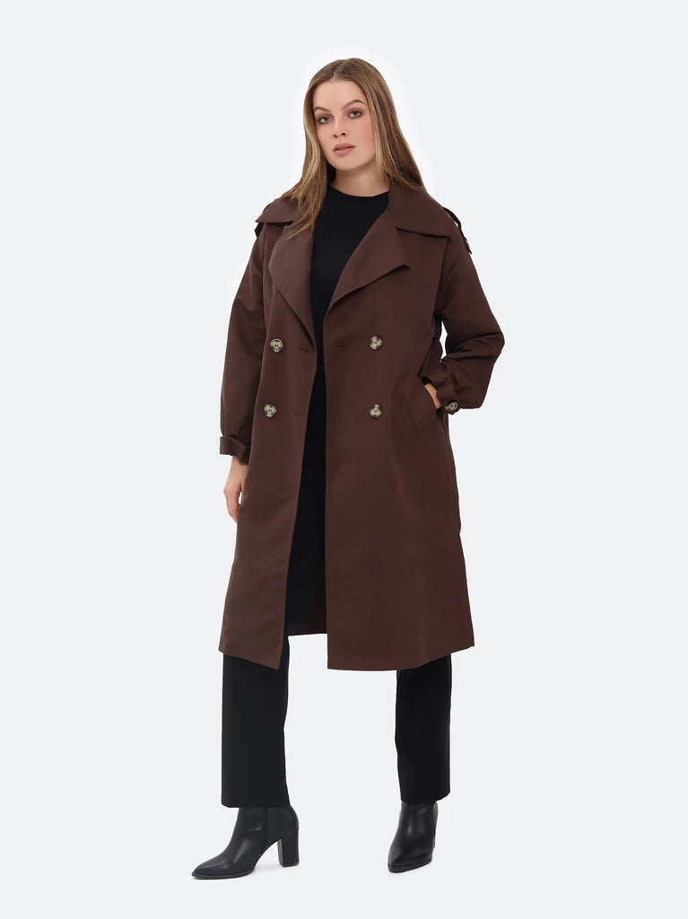 long brown trench coat