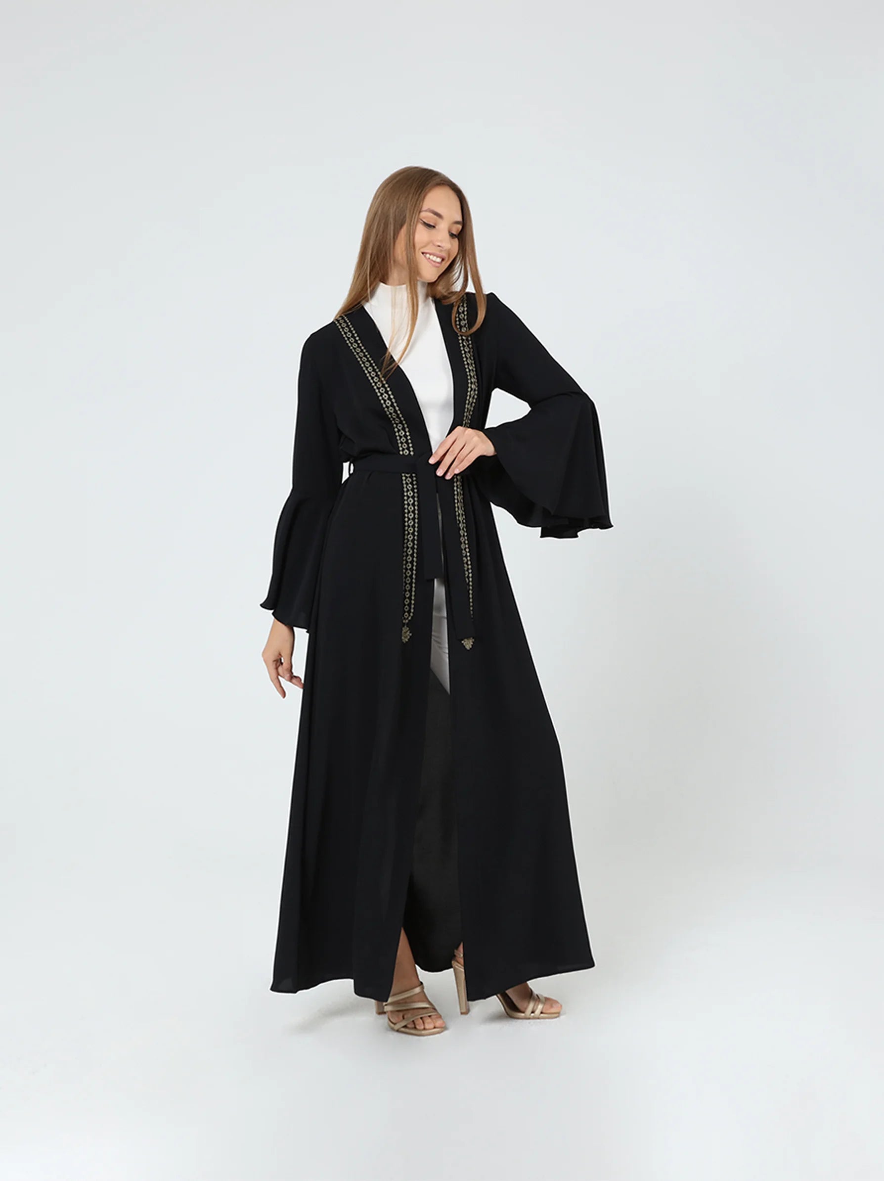 Black Flared Sleeve Kimono Women s Flared Sleeve Maxi Kimono