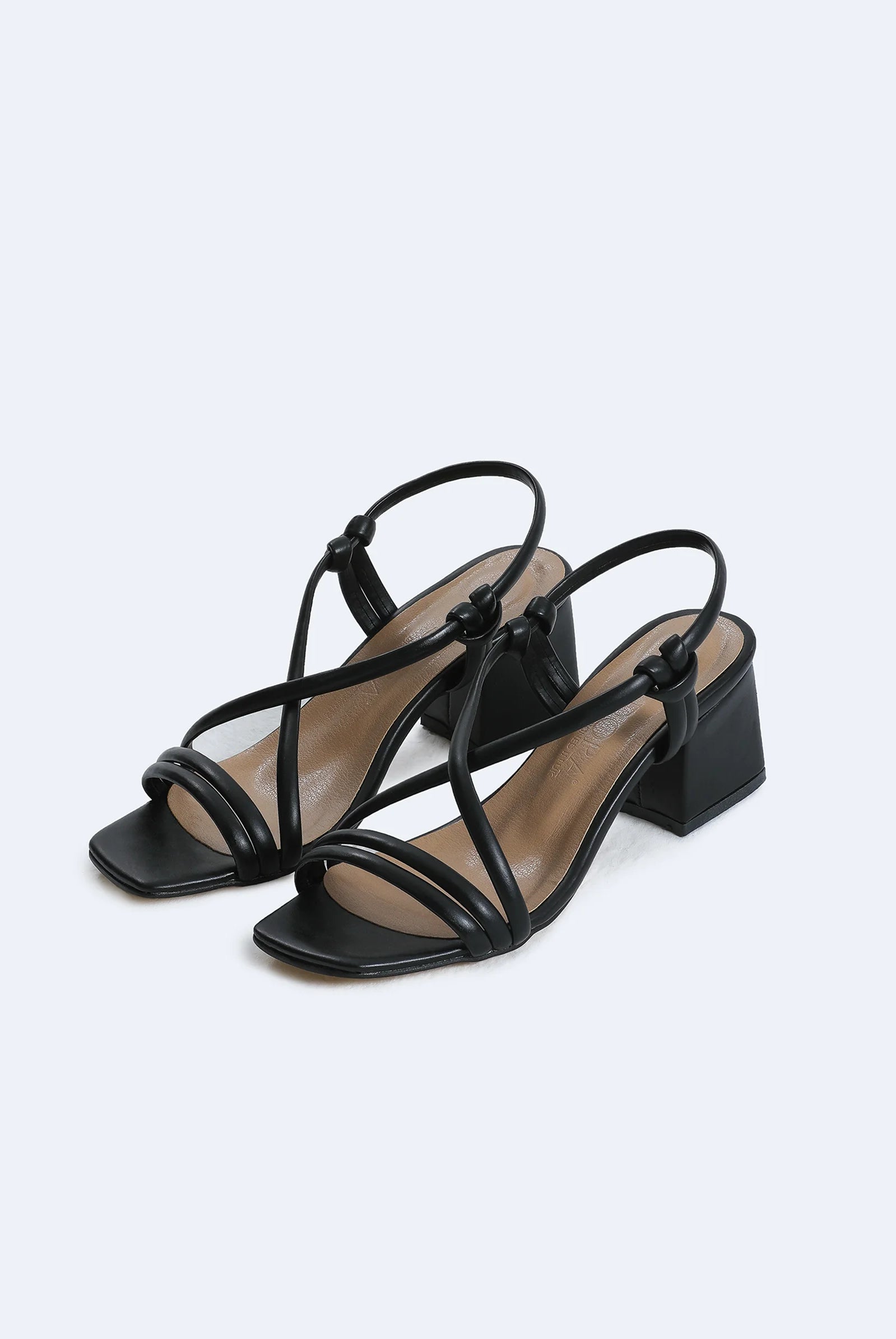 black block low heel sandals