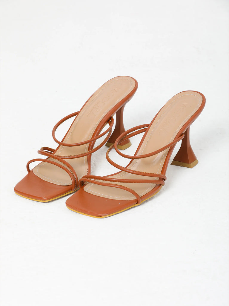 strappy brown heels