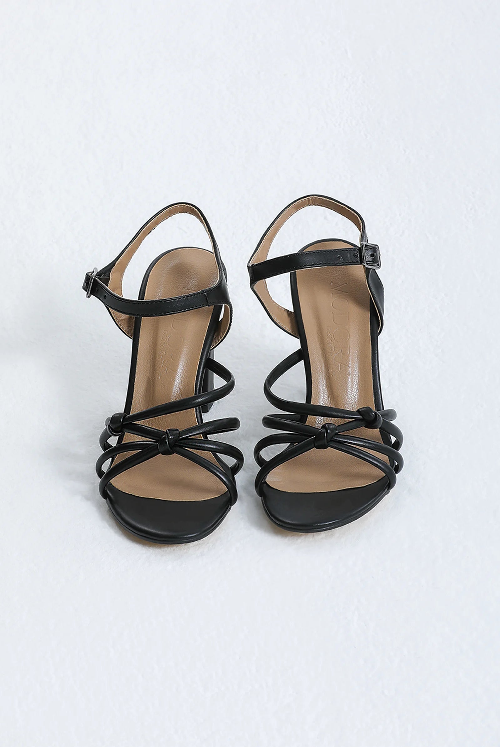 black cross strap block heels