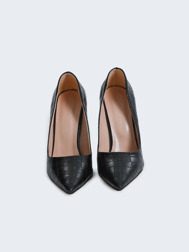 black snake texture heel