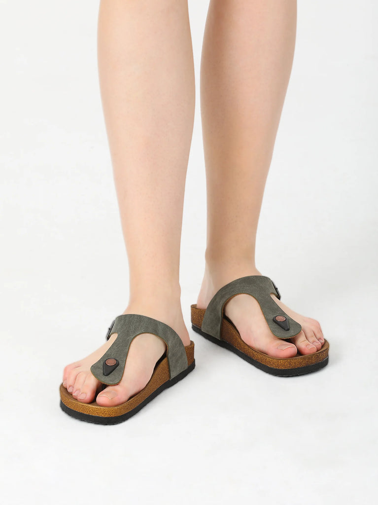 khaki mule flat sandal