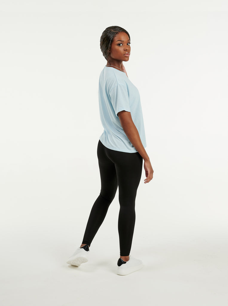 women blue t shirt