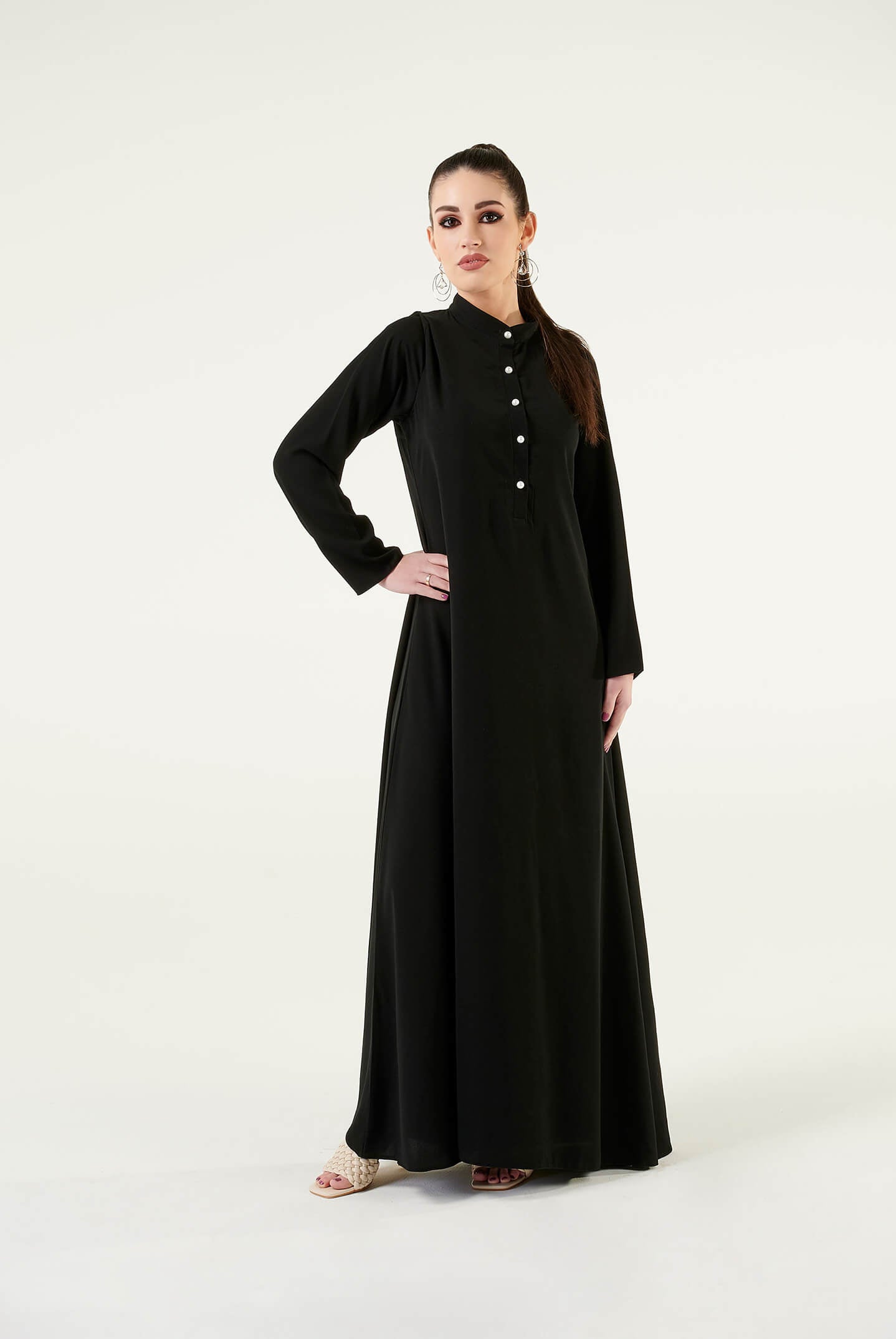 black embroidered dress maxi